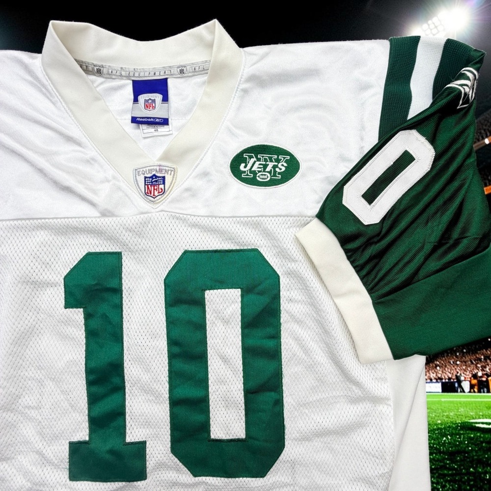 Vtg New York Jets Reebok Chad Pennington #10 NFL Jersey Mens 48 White Green Sewn